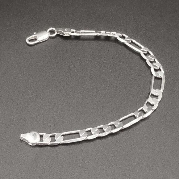 925 Silver Figaro Chain Style Bracelet Jewelry 8mm Anniversary Birthday Gift